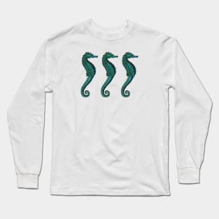 Seahorse Trio | Vintage Seahorses | Three Seahorses | Long Sleeve T-Shirt